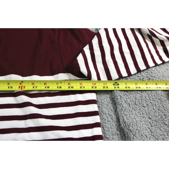 New Pact Organic Shirt Large Red Striped Cool Stretch Relaxed Blouse Top Sample - Picture 6 of 7